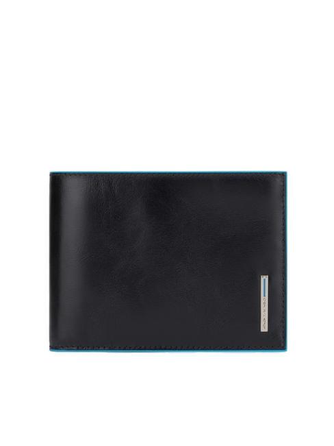 PIQUADRO BLUE SQUARE Portefeuille homme en cuir de veau Noir - Portefeuilles Homme