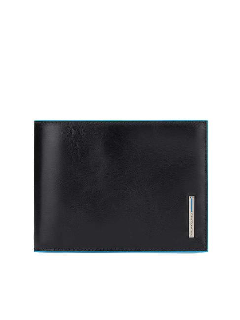 PIQUADRO BLUE SQUARE Portefeuille en cuir, avec rabat Noir - Portefeuilles Homme