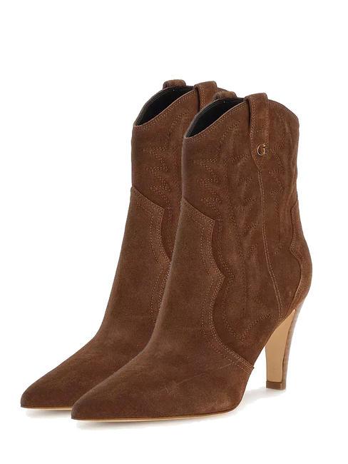 GUESS CALLE Bottines en cuir brun - Chaussures Femme