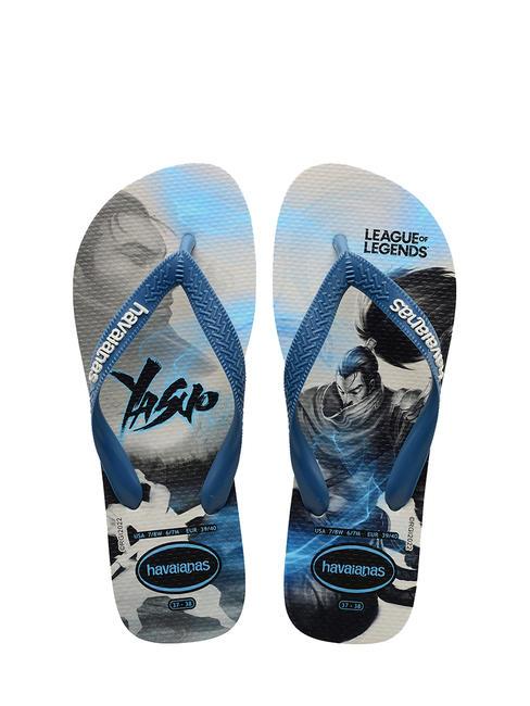 HAVAIANAS TOP LEAGUE OF LEGENDS Tongs en caoutchouc blanc / bleu confortable - Chaussures unisexe