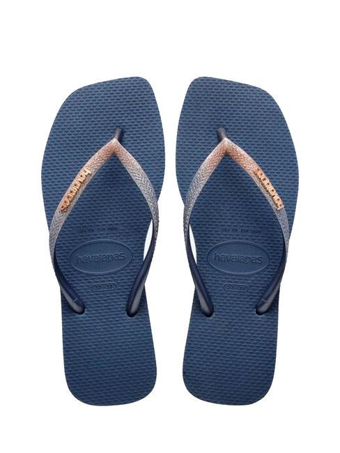 HAVAIANAS SQUARE GLITTER Tongs Bleu indigo - Chaussures Femme