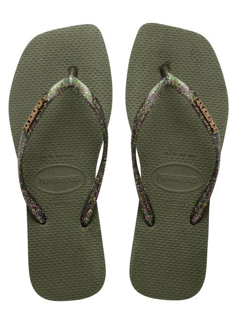 HAVAIANAS SQUARE LOGO Tongs vert - Chaussures Femme