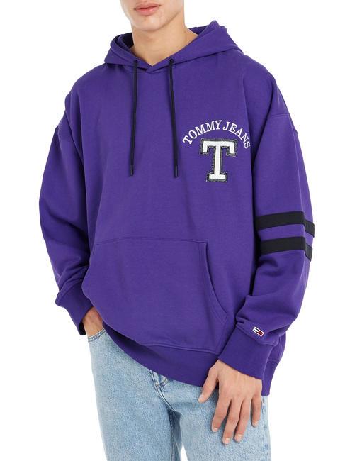 TOMMY HILFIGER TOMMY JEANS Oversized Letterman Sweatshirt à capuche violet collège / multi - Pulls molletonnés