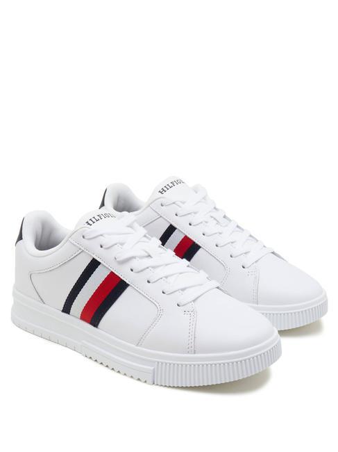 TOMMY HILFIGER SUPERCUP STRIPES Baskets en cuir blanc - Chaussures Homme