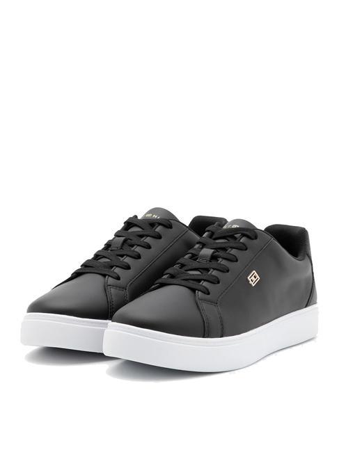 TOMMY HILFIGER ESSENTIAL COURT Baskets en cuir NOIR - Chaussures Femme