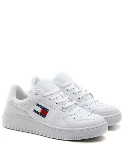 TOMMY HILFIGER TOMMY JEANS Retro Basket Essential Baskets en cuir blanc - Chaussures Femme