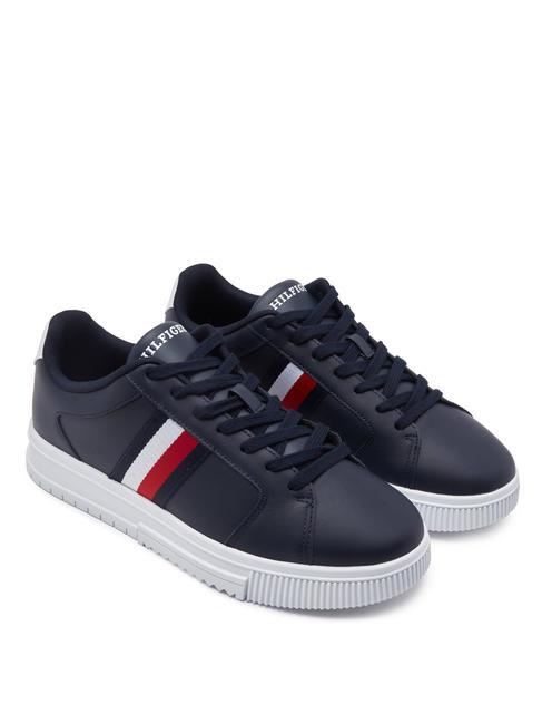 TOMMY HILFIGER SUPERCUP STRIPES Baskets en cuir ciel désert - Chaussures Homme