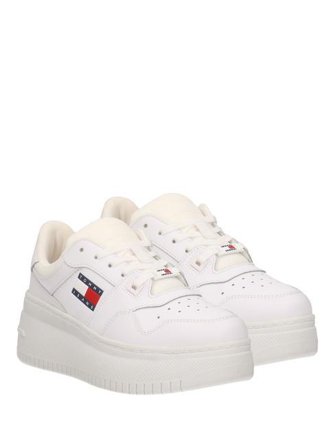 TOMMY HILFIGER TOMMY JEANS Retro Basket Baskets en cuir blanc - Chaussures Femme