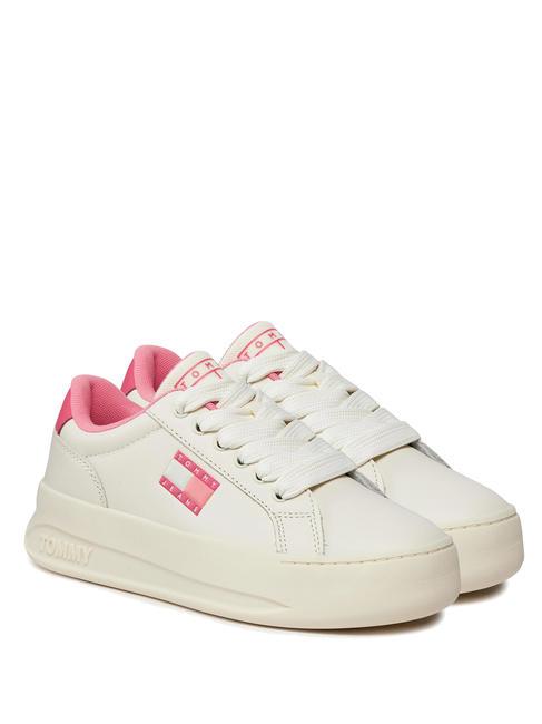 TOMMY HILFIGER TOMMY JEANS CITY  Baskets en cuir ivoire / rose poupée - Chaussures Femme