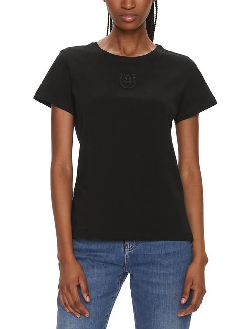 PINKO BUSSOLOTTO T-shirt broderie inséparables limousine noire - T-shirt