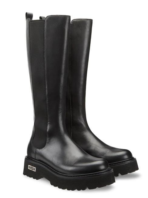 CULT SLASH 3310 Bottes hautes en cuir avec empiècement élastique noir - Chaussures Femme