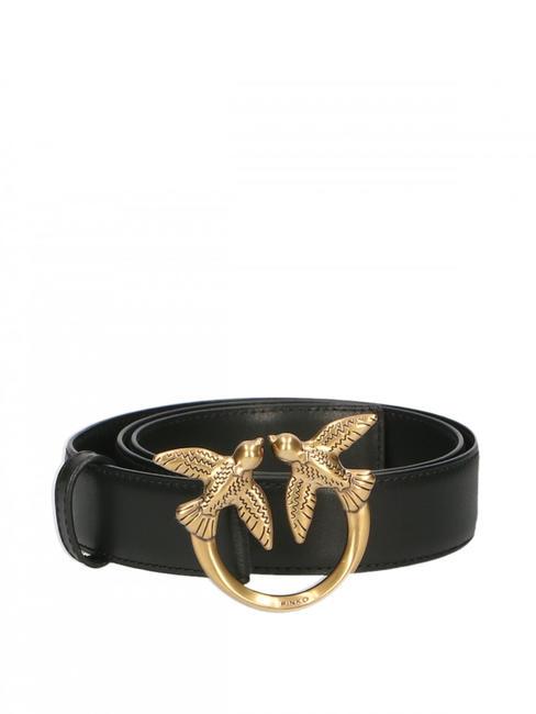 PINKO LOVE BERRY Ceinture en cuir noir-or antique - Ceintures