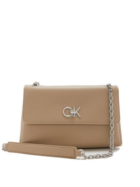 CALVIN KLEIN RE-LOCK Sac porté épaule/croisé vison argenté - Sacs pour Femme