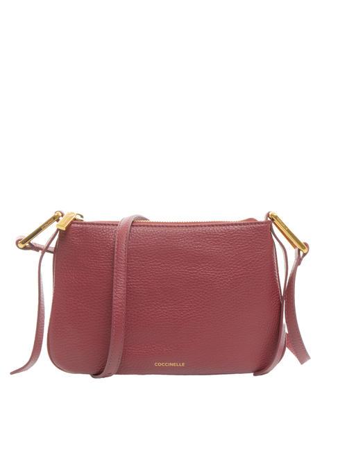 COCCINELLE MAGIE Petit sac bandoulière en cuir rouge grenat - Sacs pour Femme