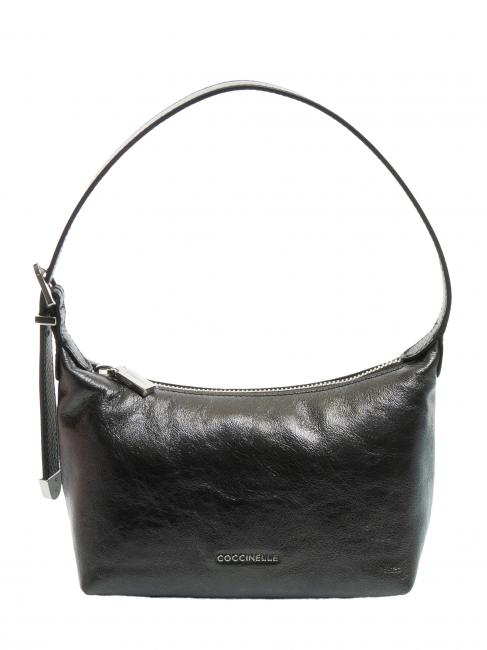 COCCINELLE GLEEN PEPITA Sac bandoulière en cuir nacré Noir - Sacs pour Femme