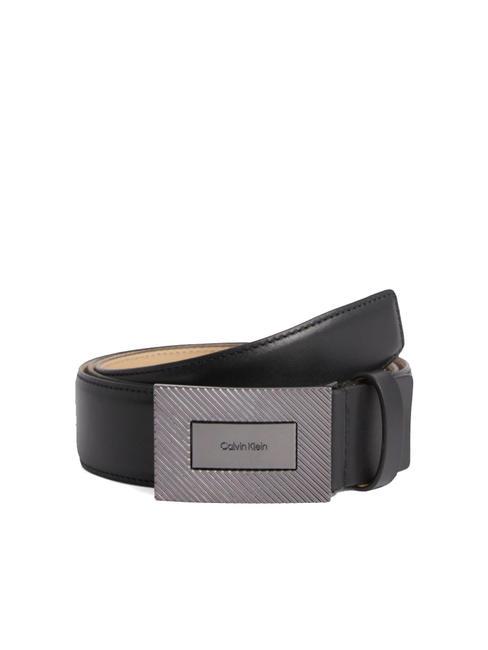 CALVIN KLEIN FORMAL PLAQUE Ceinture en cuir cknoir - Ceintures