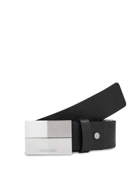 CALVIN KLEIN FINISH PLAQUE Ceinture en cuir, peut être raccourcie à la taille souhaitée cknoir - Ceintures