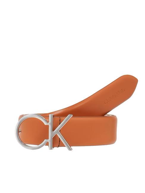 CALVIN KLEIN RE-LOCK CK Logo Ceinture en cuir feuille d'automne - Ceintures