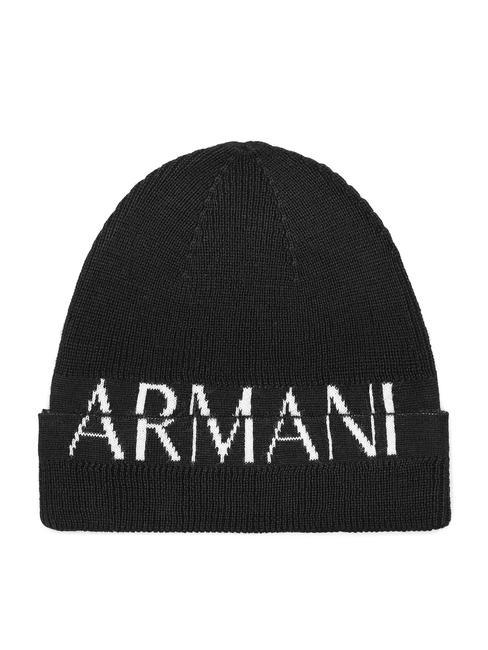 ARMANI EXCHANGE LOGO Chapeau avec revers Noir - Bonnets