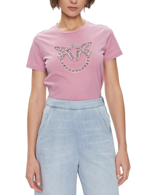 PINKO QUENTIN T-shirt avec application de bijoux fumée d'orchidée - T-shirt