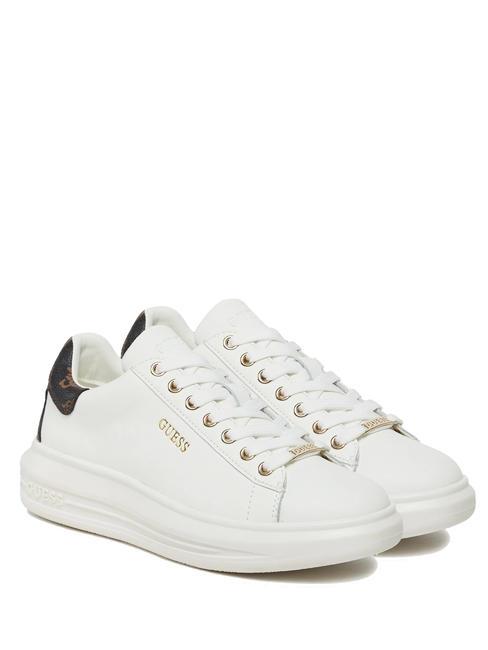 GUESS VIBO Baskets Blanc / marron - Chaussures Femme