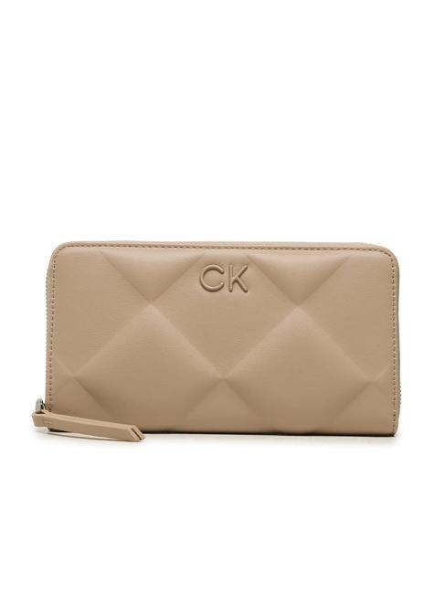 CALVIN KLEIN RE-LOCK QUILT Grand portefeuille zippé autour vison argenté - Portefeuilles Femme