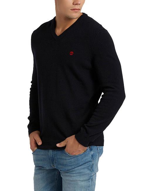 TIMBERLAND MERINO Pull col V en laine mélangée saphir noir - Pulls pour hommes