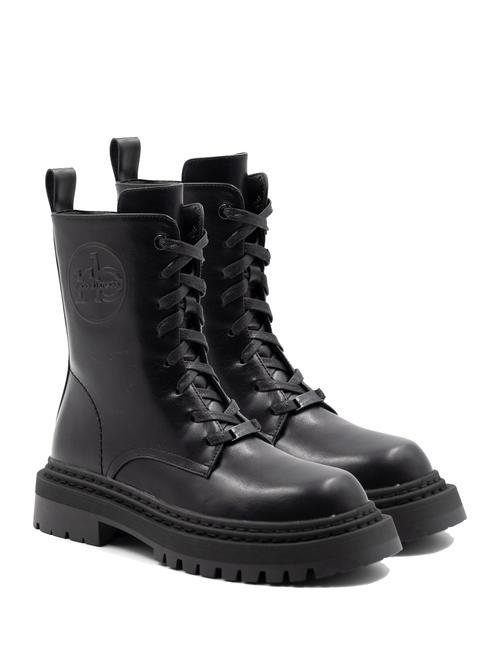 ROCCOBAROCCO ROUND LOGO Combat boots à lacets avec zip noir - Chaussures Femme