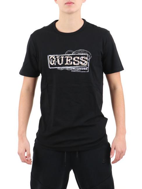 GUESS BOX T-shirt en coton extensible jetbla - T-shirt