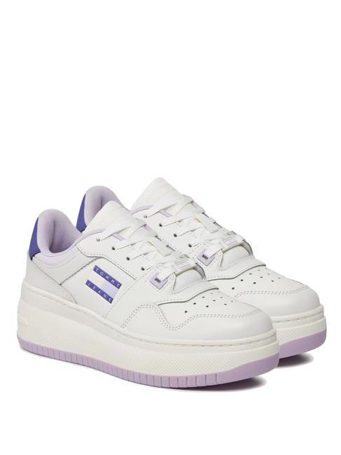 TOMMY HILFIGER TOMMY JEANS Retro Basket Baskets en cuir fleur de lavande - Chaussures Femme