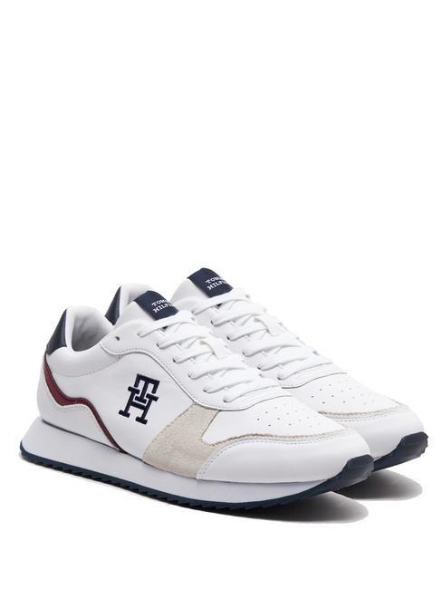 TOMMY HILFIGER TH RUNNER EVO LTH MIX Baskets en cuir blanc - Chaussures Homme