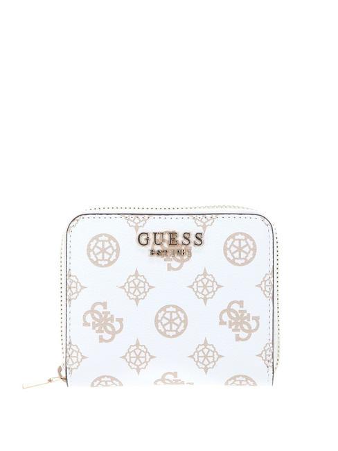 GUESS LAUREL Logo Mini portefeuille zippé logo blanc - Portefeuilles Femme