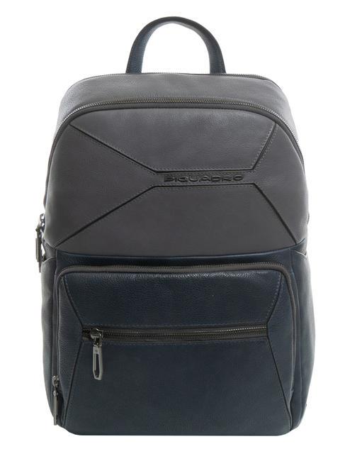 PIQUADRO RHINO Sac à dos pour ordinateur portable 13,3", en cuir gris/bleu - Sacs à dos