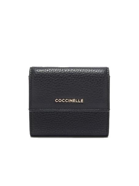 COCCINELLE METALLIC SOFT Portefeuille en cuir grainé Noir - Portefeuilles Femme