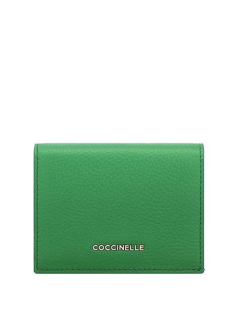 COCCINELLE METALLIC SOFT Petit portefeuille en cuir menthe poivrée - Portefeuilles Femme