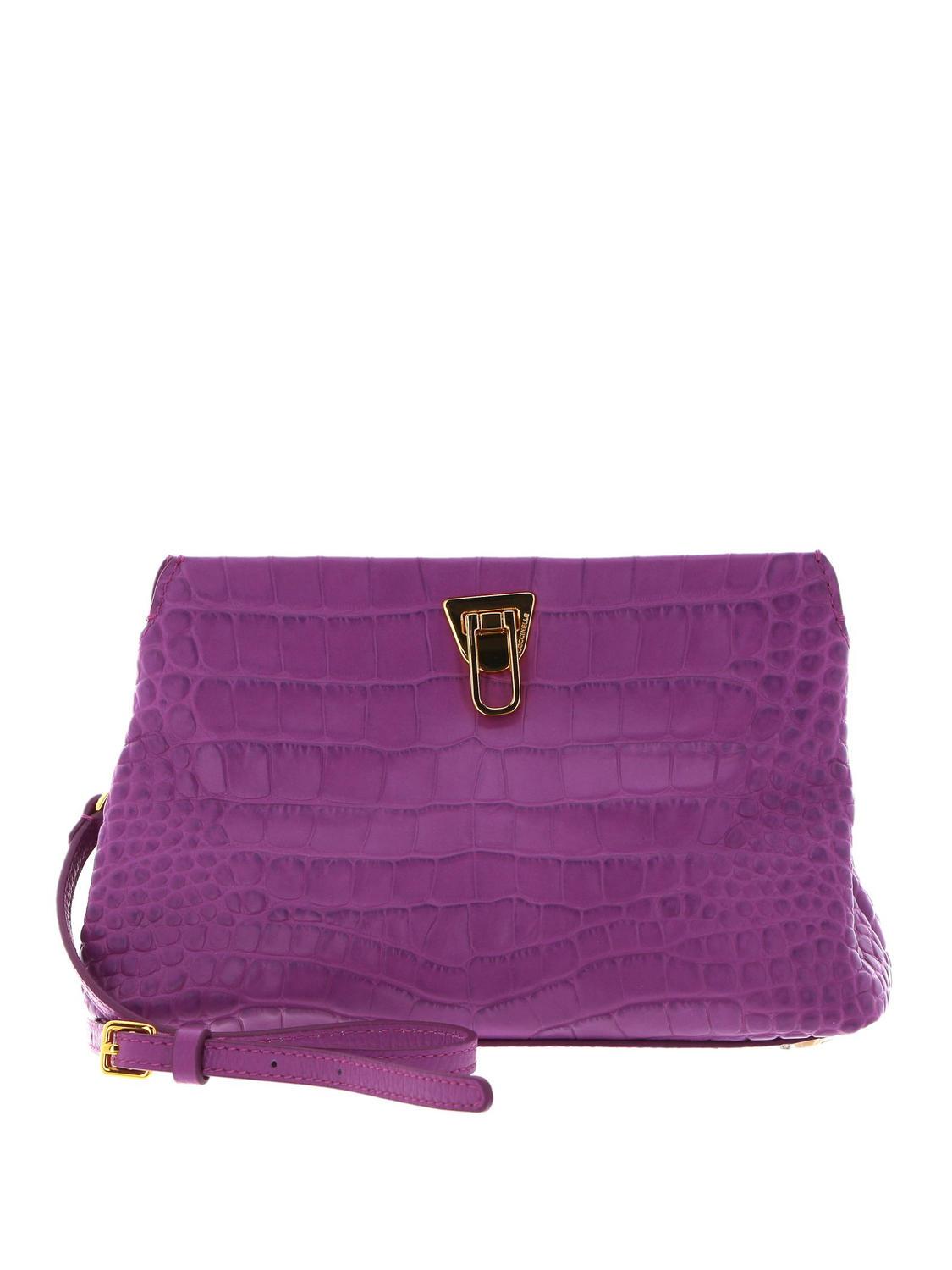 Coccinelle Beat Clutch Croco Pochette En Cuir Imprim Dahlia