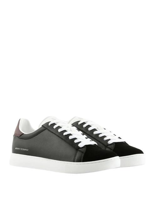 ARMANI EXCHANGE A|X Baskets en cuir noir+vin+op.blanc - Chaussures Homme