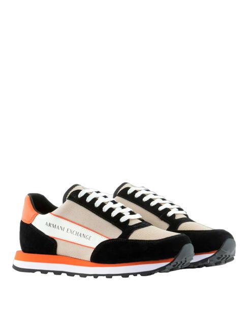 ARMANI EXCHANGE OSAKA Baskets Homme noir + orange + crème - Chaussures Homme