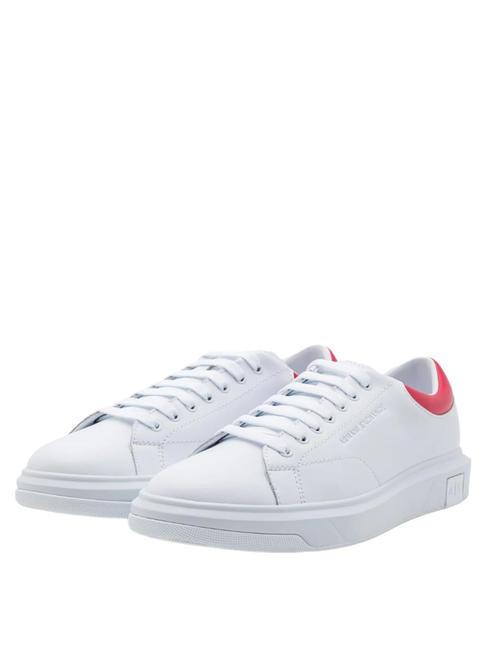 ARMANI EXCHANGE ACTION Baskets en cuir op.blanc + rouge - Chaussures Homme