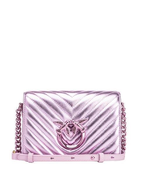 PINKO LOVE CLICK METAL Mini sac en cuir métallisé couleur bloc lilas - Sacs pour Femme