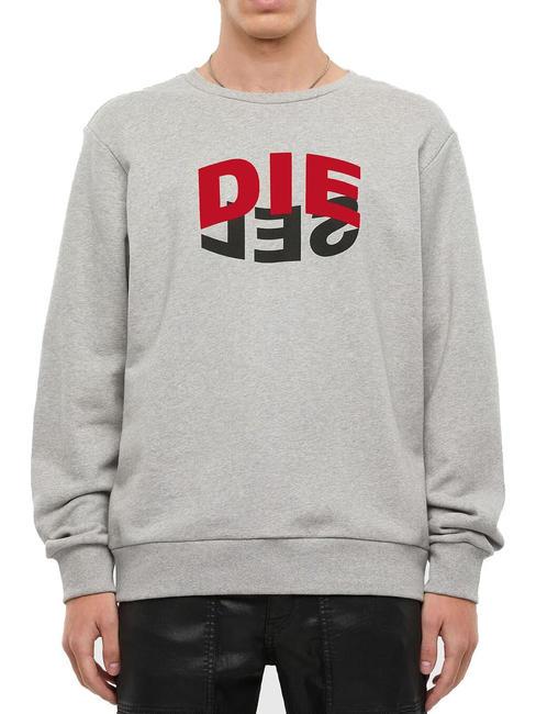 DIESEL S-GIRK Sweat col rond en coton gris - Pulls molletonnés