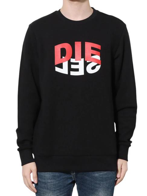 DIESEL S-GIRK Sweat col rond en coton noir - Pulls molletonnés