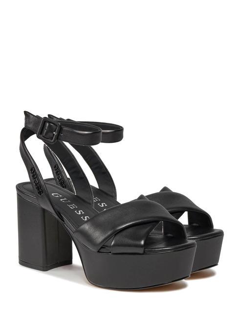 GUESS SHANNY Sandales compensées en cuir NOIR - Chaussures Femme