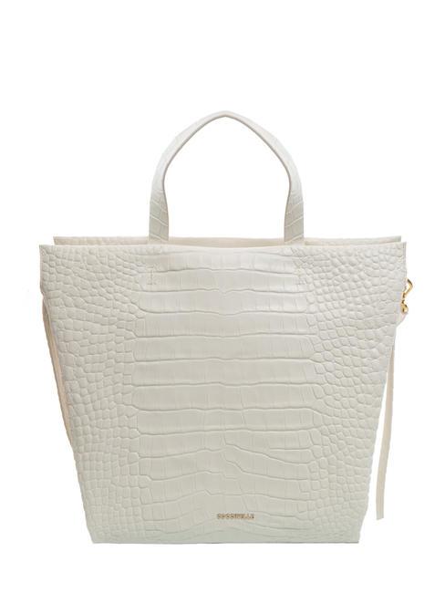 COCCINELLE BOHEME CROCO SOFT Sac cabas en cuir avec bandoulière lait de coco - Sacs pour Femme