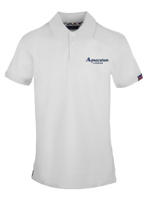 AQUASCUTUM LOGO LETTERING Polo manches courtes en coton stretch blanc - chemise polo