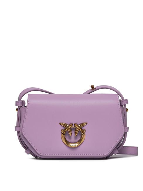 PINKO LOVE EXAGON Sac en cuir avec bandoulière tulipe violet-or antique - Sacs pour Femme