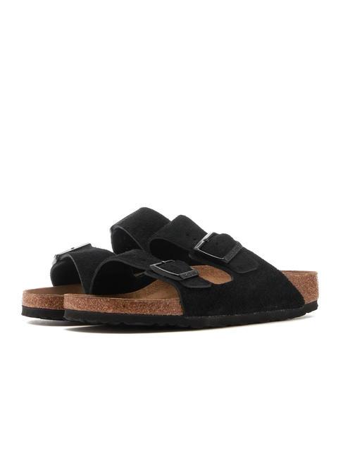 BIRKENSTOCK ARIZONA Chausson en daim noir - Chaussures unisexe