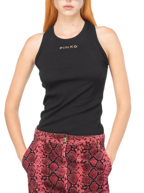 PINKO DISTINTO Débardeur côtelé limousine noire - T-shirt