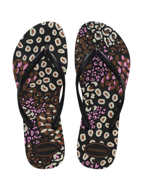 HAVAIANAS SLIM ANIMALS Tongs SLIM ANIMALS limonade noire/rose - Chaussures Femme