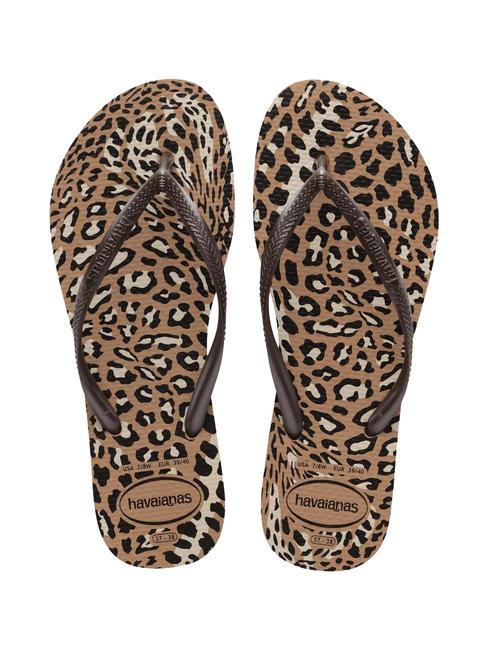 HAVAIANAS SLIM ANIMALS Tongs SLIM ANIMALS or rose/café - Chaussures Femme